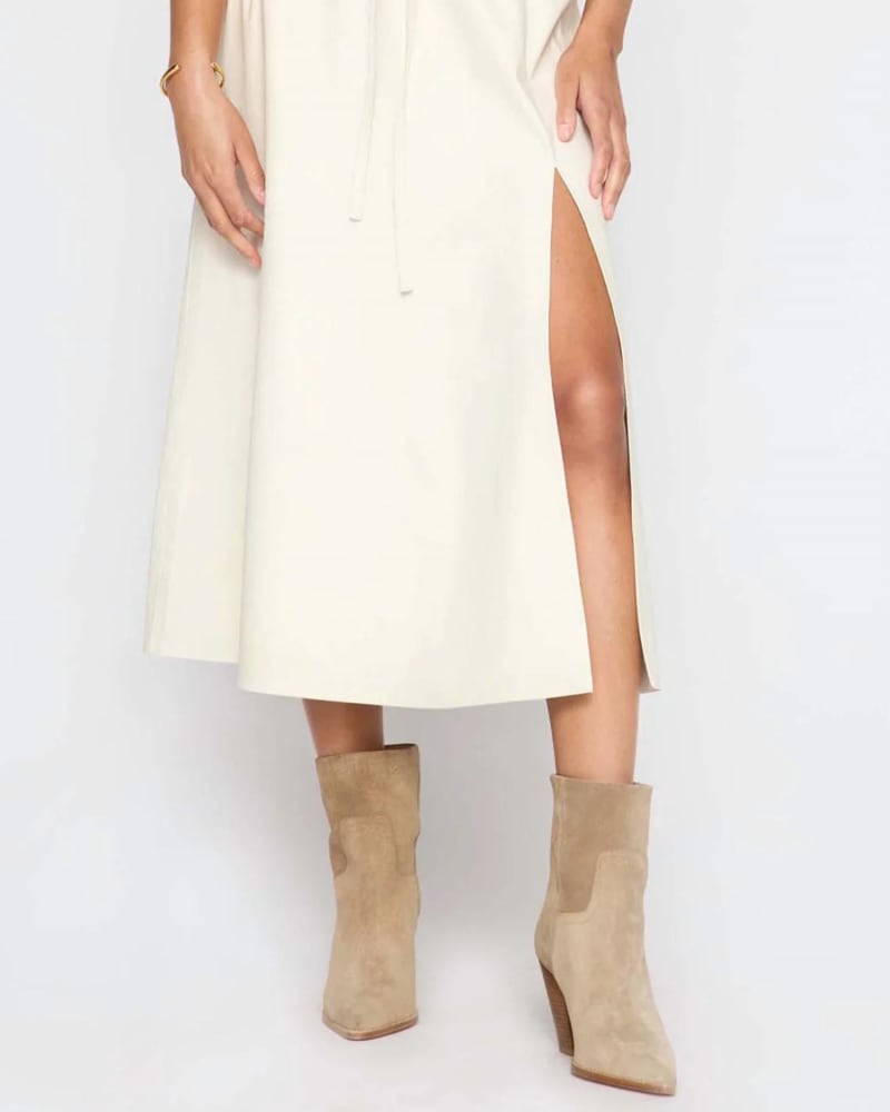Front of a model wearing a size L Danni Skirt In Calla White in Calla White by Brochu Walker. | dia_product_style_image_id:351540